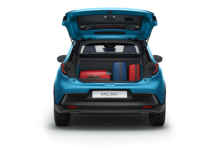 Vue arrière du tout nouveau Nissan MICRA, coffre ouvert